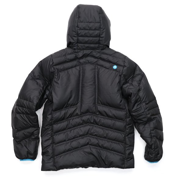 Marmot Stockholm Down Puffer Jacket Hoodie Fill Power 700 - Size XL - Black/Blue - Picture 3 of 8